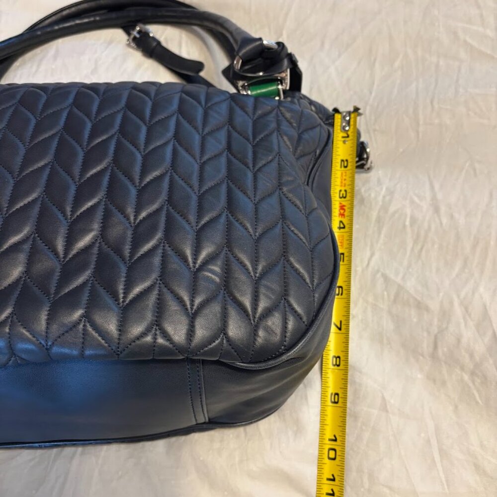 RALPH LAUREN Navy/Green Quilted Leather Bag with Dust Bag - Excellent Condition - Picture 16 of 16